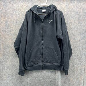 Gymshark Sweater Men Small Adult Black Jacket Hoodie Full Zip Logo Athletic